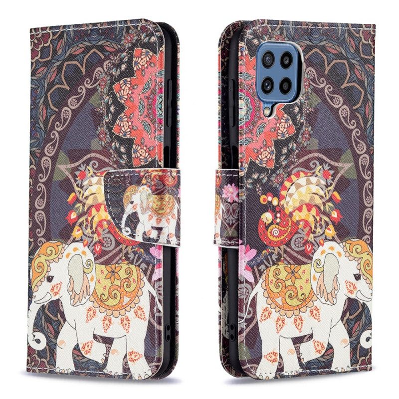 Custodia in pelle Samsung Galaxy M32 Elefante Indiano