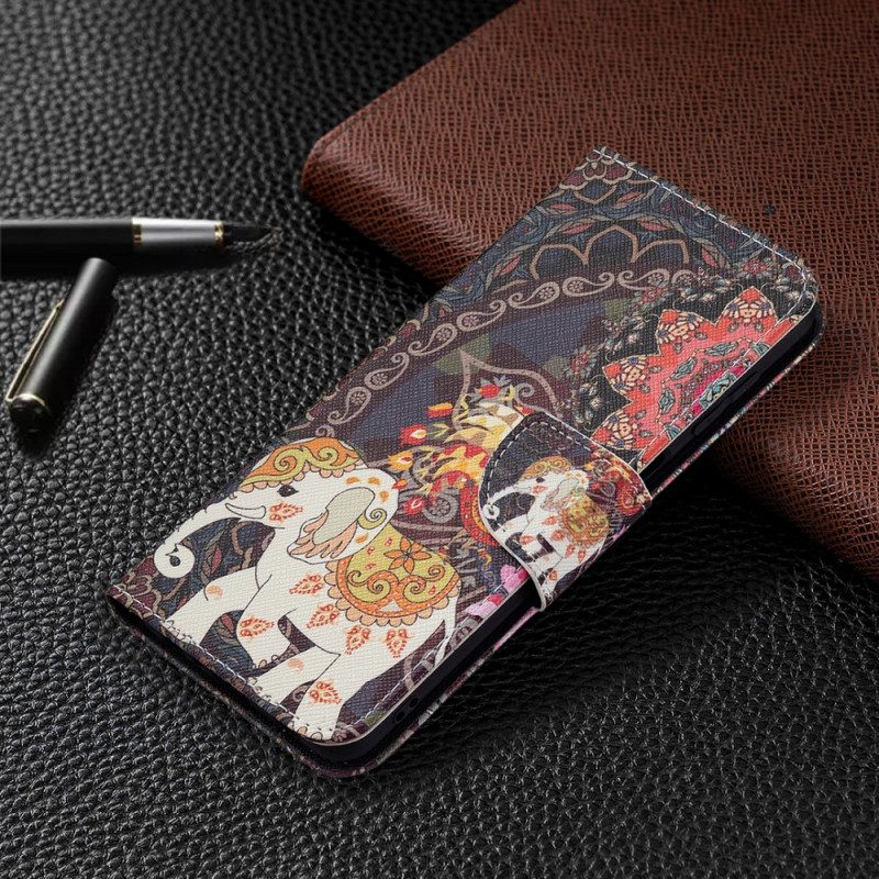Custodia in pelle Samsung Galaxy M32 Elefante Indiano