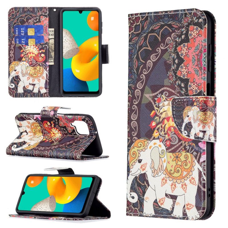 Custodia in pelle Samsung Galaxy M32 Elefante Indiano