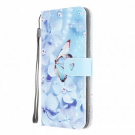 Custodia in pelle Samsung Galaxy M32 Farfalle Di Diamanti Strappy