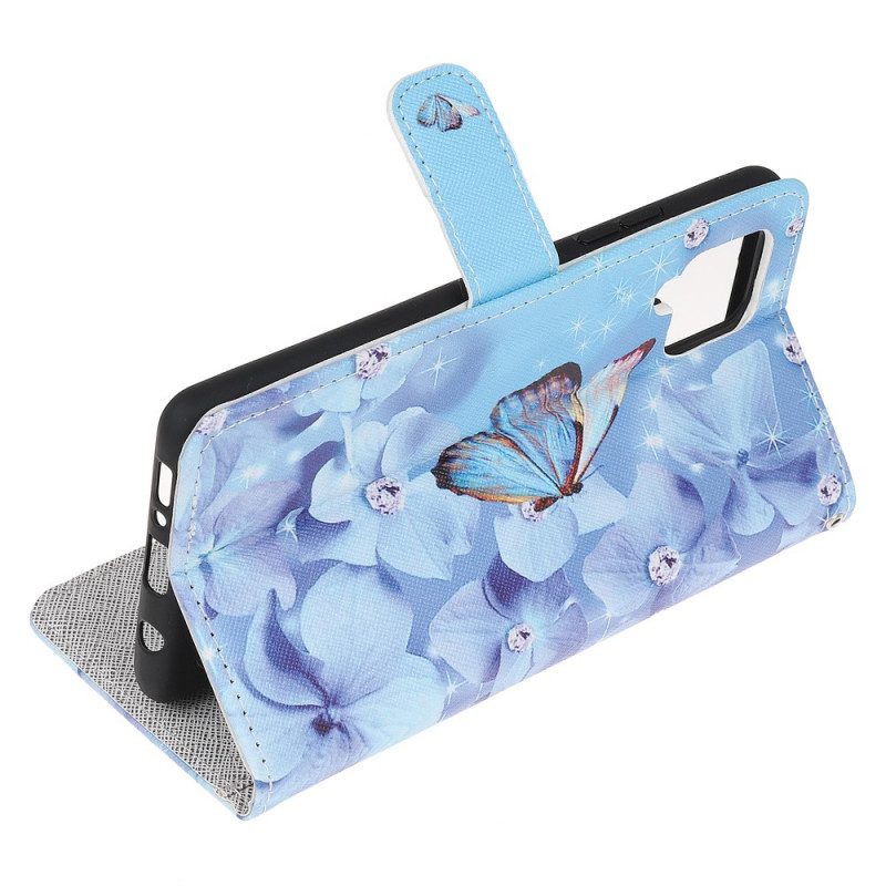 Custodia in pelle Samsung Galaxy M32 Farfalle Di Diamanti Strappy