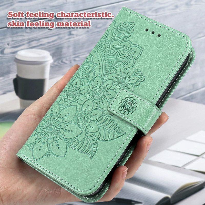 Custodia in pelle Samsung Galaxy M32 Fiore Mandala
