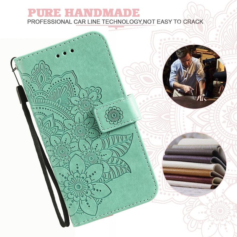Custodia in pelle Samsung Galaxy M32 Fiore Mandala