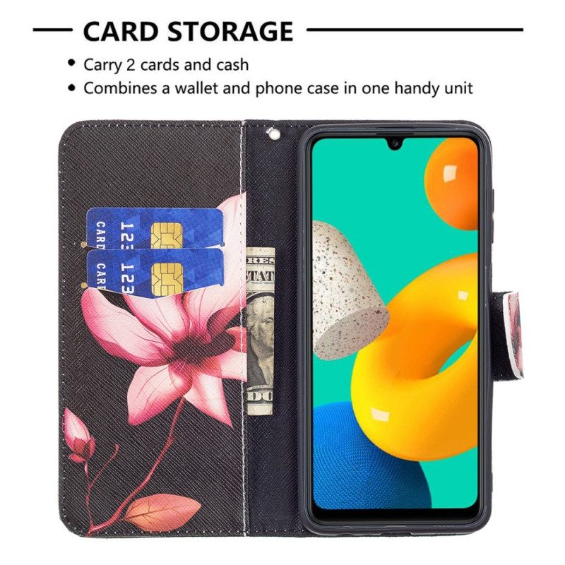 Custodia in pelle Samsung Galaxy M32 Fiore Rosa