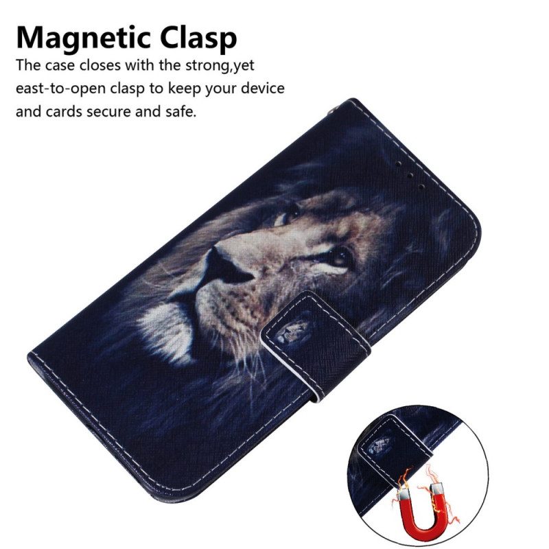 Custodia in pelle Samsung Galaxy M32 Leone Sognante