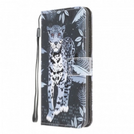 Custodia in pelle Samsung Galaxy M32 Leopardo Con Spalline