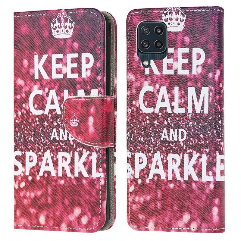 Custodia in pelle Samsung Galaxy M32 Mantieni La Calma E Scintilla