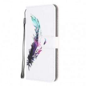 Custodia in pelle Samsung Galaxy M32 Piuma Con Cordino