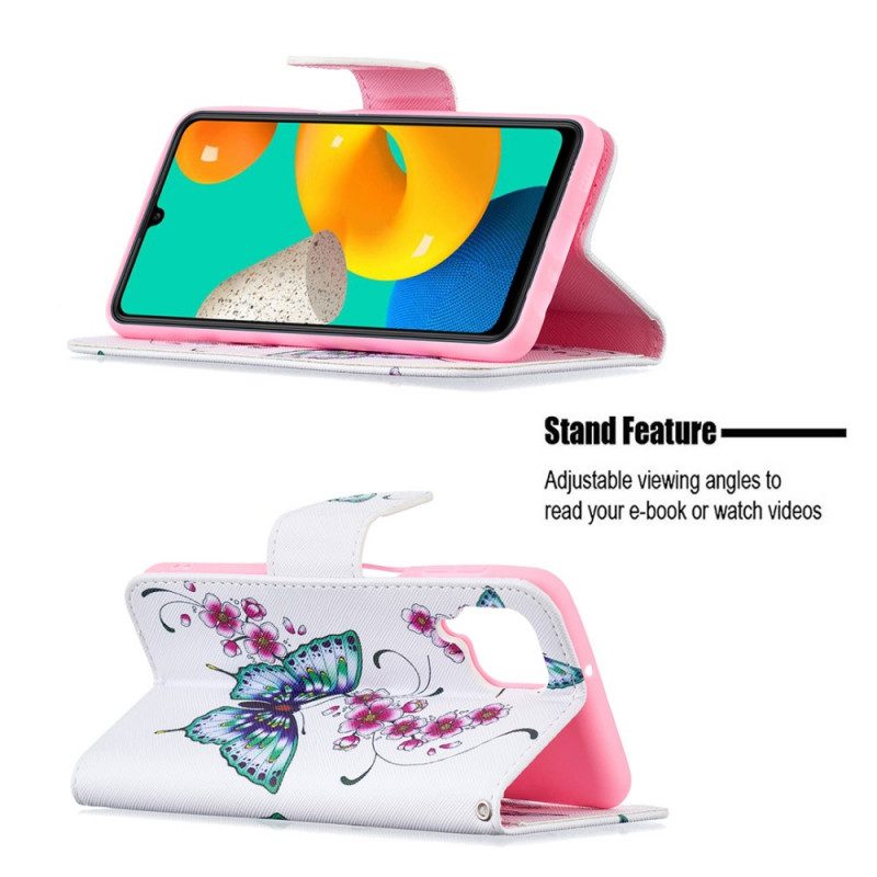 Custodia in pelle Samsung Galaxy M32 Re Farfalle