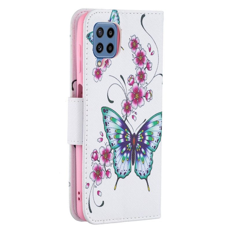 Custodia in pelle Samsung Galaxy M32 Re Farfalle