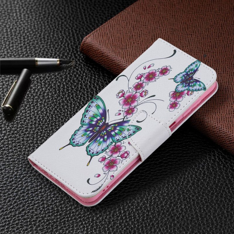 Custodia in pelle Samsung Galaxy M32 Re Farfalle