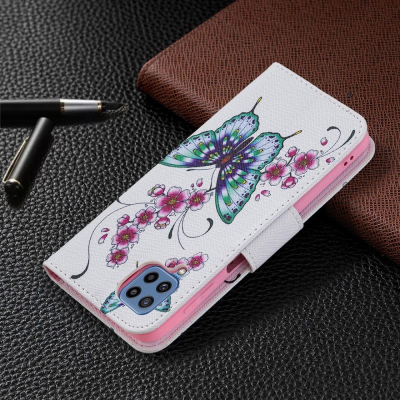 Custodia in pelle Samsung Galaxy M32 Re Farfalle