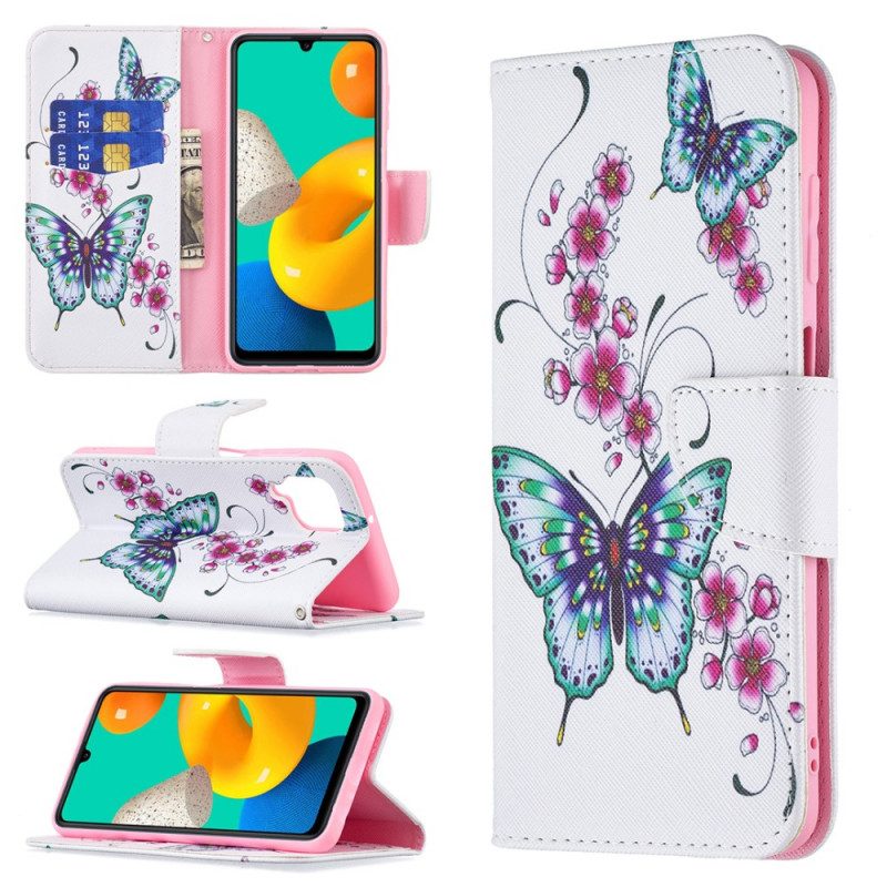Custodia in pelle Samsung Galaxy M32 Re Farfalle