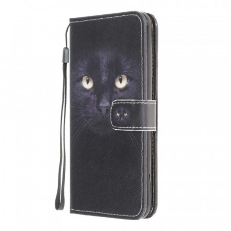 Folio Cover Samsung Galaxy M32 Strappy Occhi Di Gatto Nero