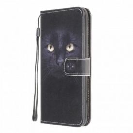Folio Cover Samsung Galaxy M32 Strappy Occhi Di Gatto Nero