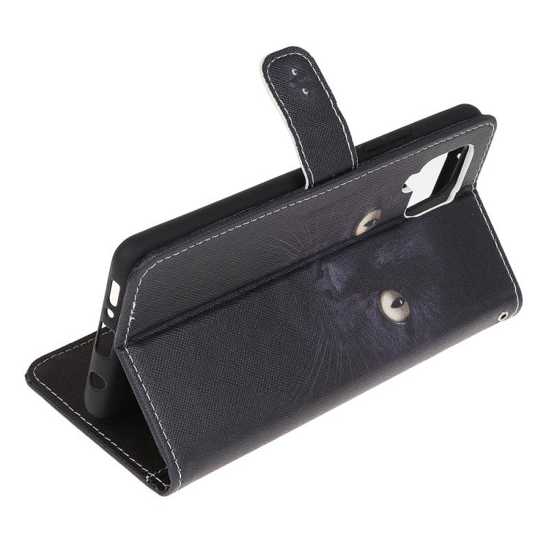 Folio Cover Samsung Galaxy M32 Strappy Occhi Di Gatto Nero