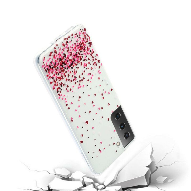 Cover Samsung Galaxy S21 Plus 5G Cuori Rossi Multipli Senza Soluzione Di Continuità