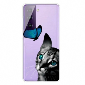 Cover Samsung Galaxy S21 Plus 5G Gatto E Farfalla