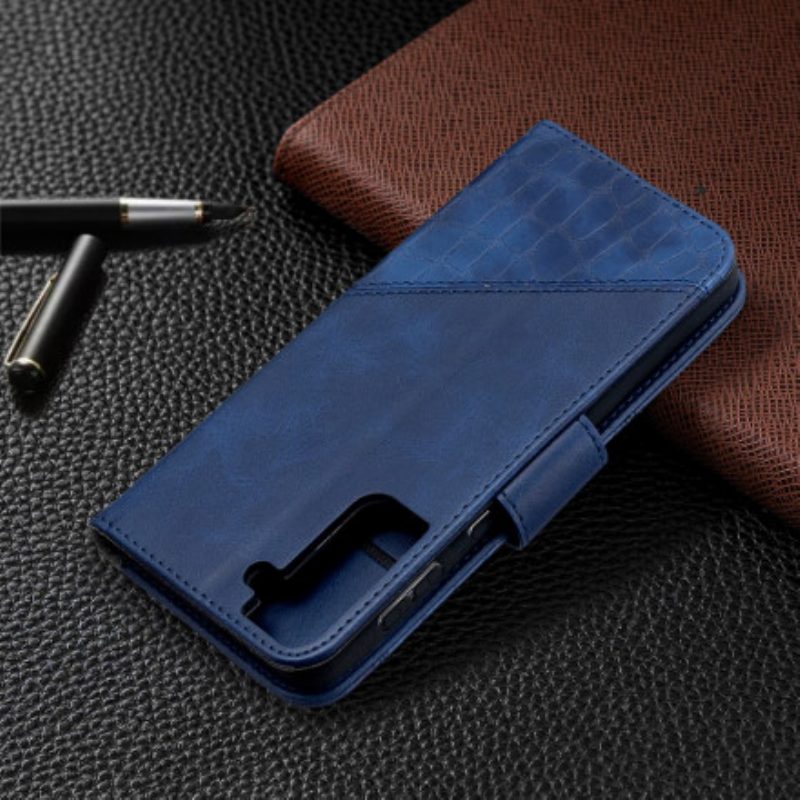 Custodia in pelle Samsung Galaxy S21 Plus 5G Classico Effetto Pelle Di Coccodrillo