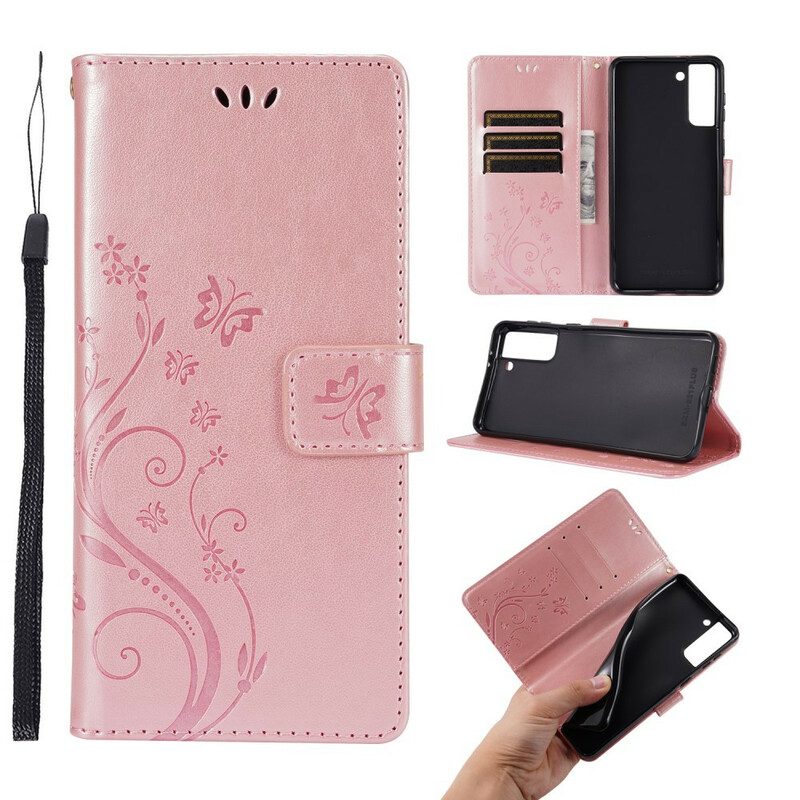 Custodia in pelle Samsung Galaxy S21 Plus 5G Farfalle Al Vento