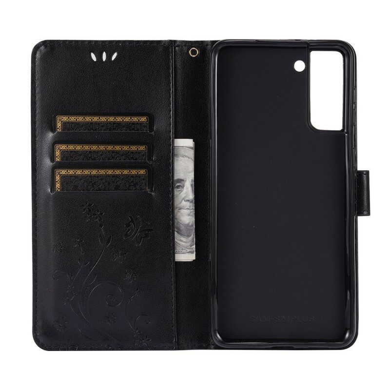 Custodia in pelle Samsung Galaxy S21 Plus 5G Farfalle Al Vento
