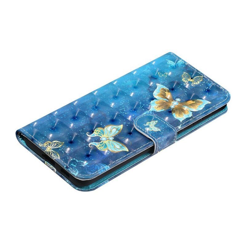Custodia in pelle Samsung Galaxy S21 Plus 5G Farfalle Punto Luce Con Cordino