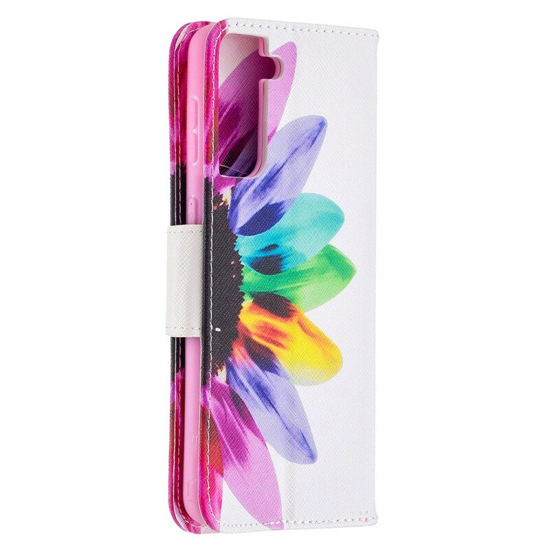 Custodia in pelle Samsung Galaxy S21 Plus 5G Fiore Dell'acquerello