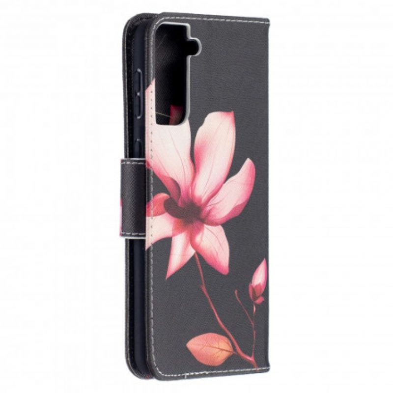 Custodia in pelle Samsung Galaxy S21 Plus 5G Fiore Rosa