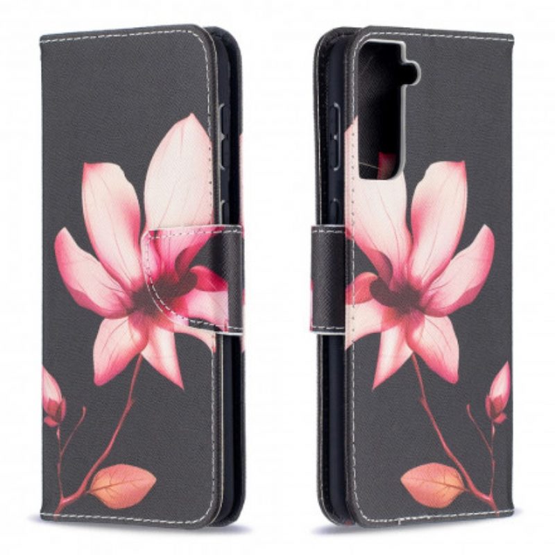 Custodia in pelle Samsung Galaxy S21 Plus 5G Fiore Rosa