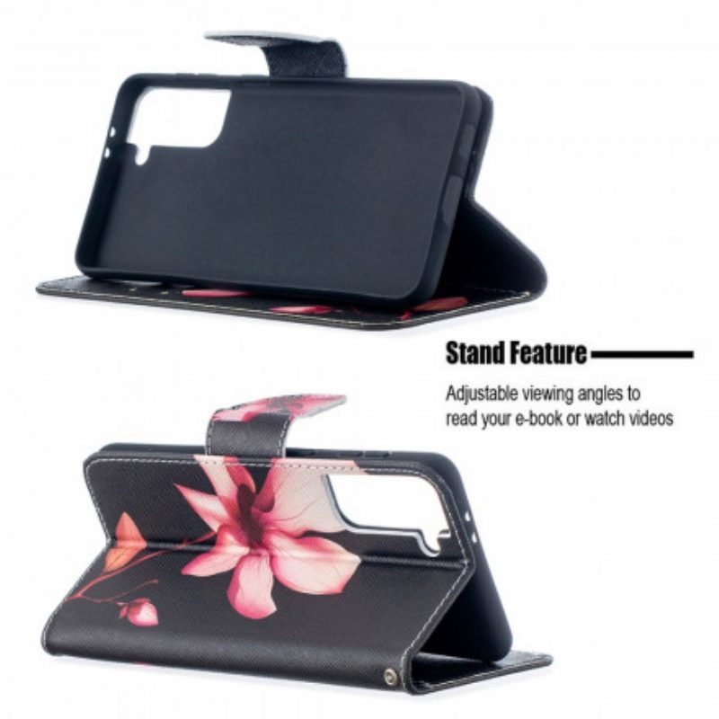 Custodia in pelle Samsung Galaxy S21 Plus 5G Fiore Rosa