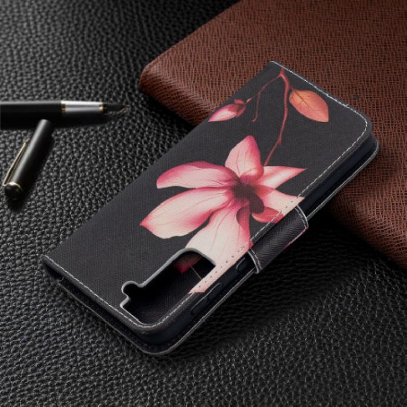 Custodia in pelle Samsung Galaxy S21 Plus 5G Fiore Rosa