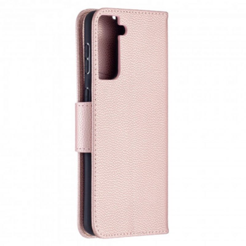 Custodia in pelle Samsung Galaxy S21 Plus 5G Folio Cover Litchi Rabat Obliquo