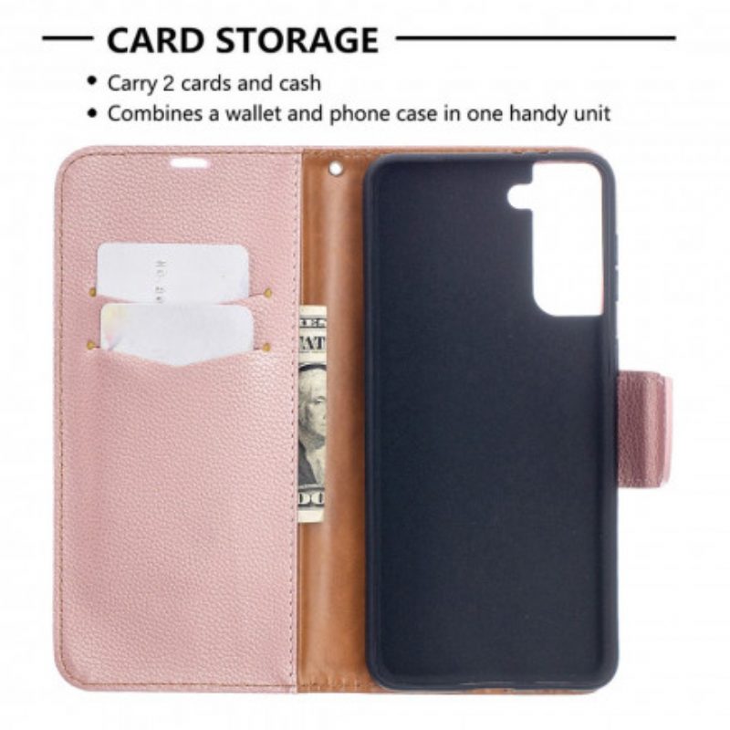Custodia in pelle Samsung Galaxy S21 Plus 5G Folio Cover Litchi Rabat Obliquo