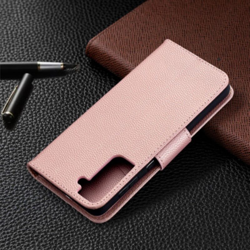 Custodia in pelle Samsung Galaxy S21 Plus 5G Folio Cover Litchi Rabat Obliquo