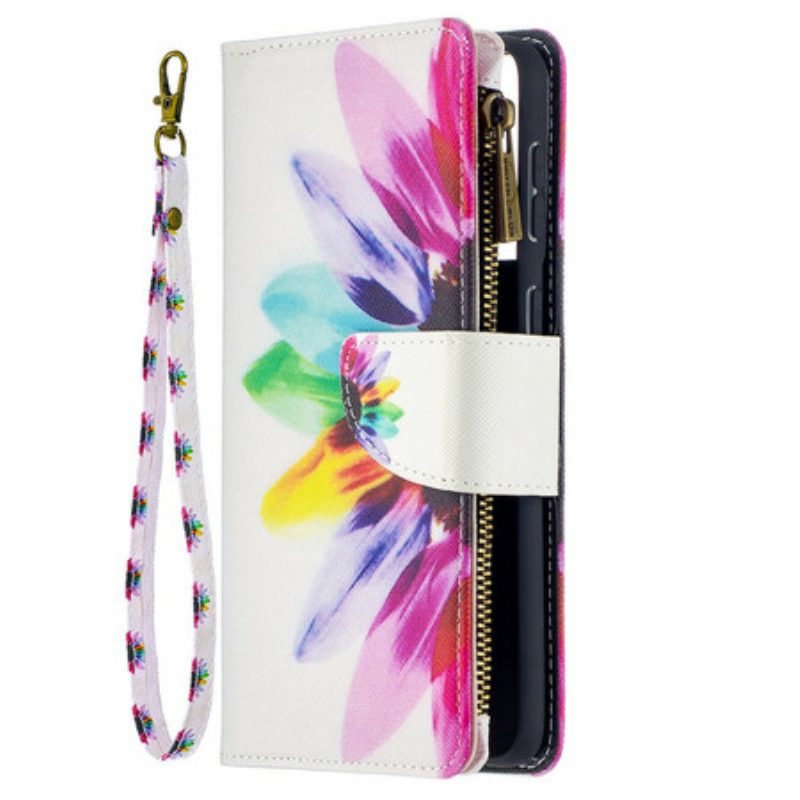 Folio Cover Samsung Galaxy S21 Plus 5G Custodia Con Zip Fiore Acquerello
