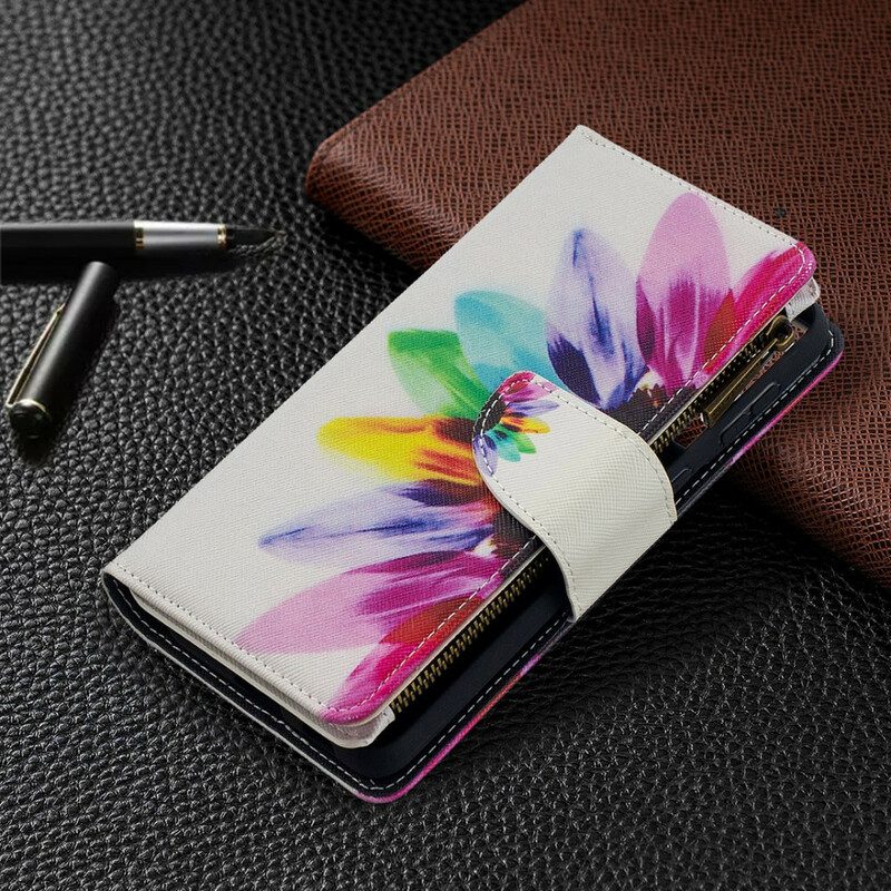 Folio Cover Samsung Galaxy S21 Plus 5G Custodia Con Zip Fiore Acquerello