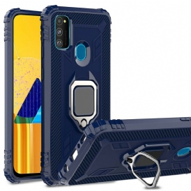 Cover Samsung Galaxy M21 Anello E Fibra Di Carbonio