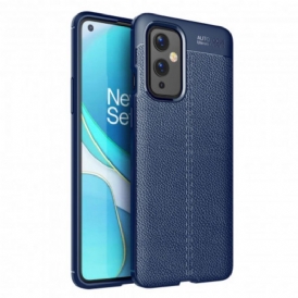 Cover OnePlus 9 Doppia Linea Litchi Effetto Pelle