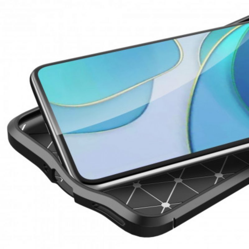 Cover OnePlus 9 Doppia Linea Litchi Effetto Pelle