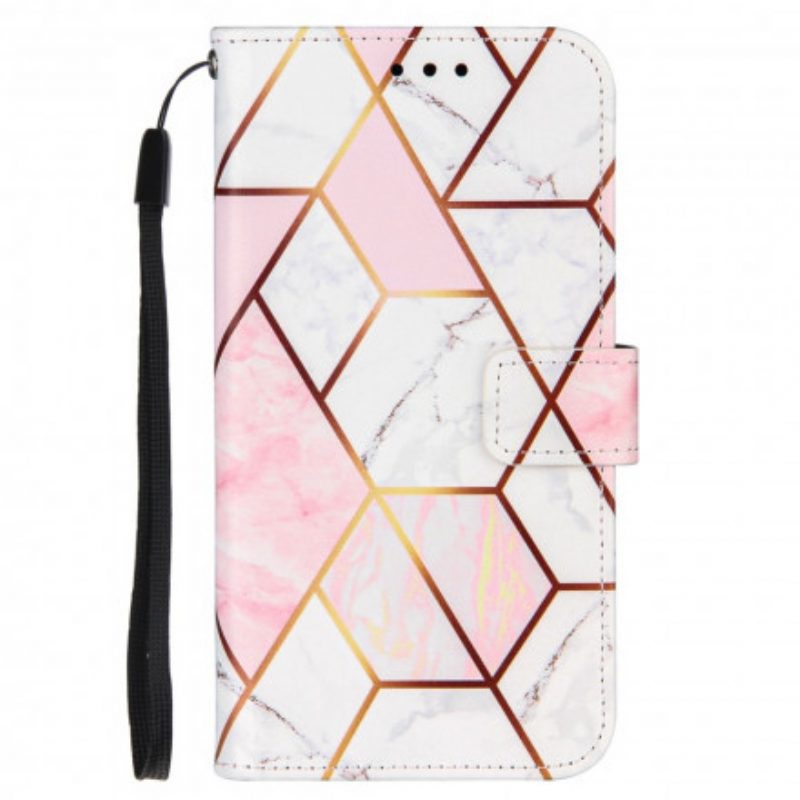 Custodia in pelle OnePlus 9 Marmo Geometrico A Strisce