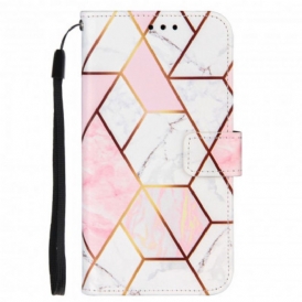 Custodia in pelle OnePlus 9 Marmo Geometrico A Strisce