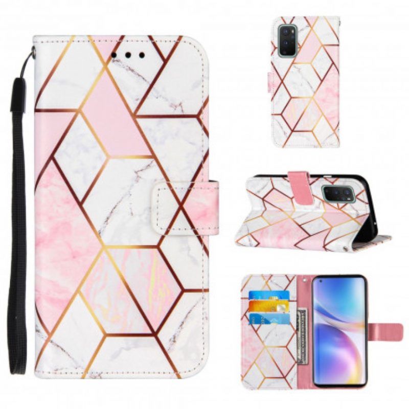 Custodia in pelle OnePlus 9 Marmo Geometrico A Strisce