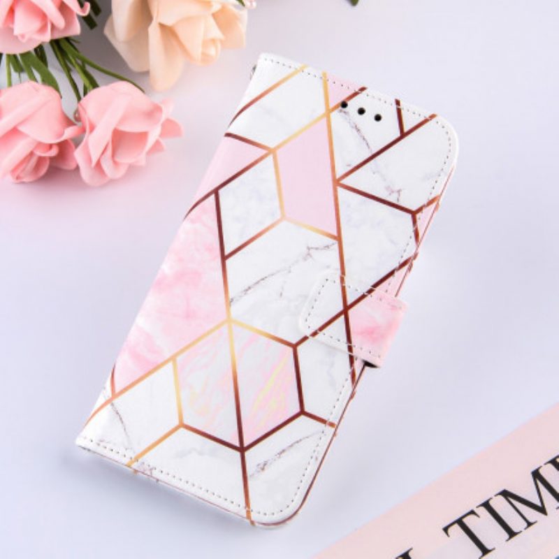 Custodia in pelle OnePlus 9 Marmo Geometrico A Strisce