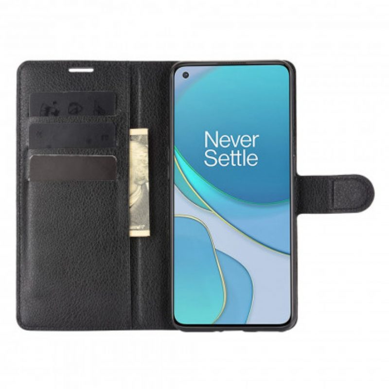 Custodia in pelle OnePlus 9 Stile Classico In Pelle Litchi