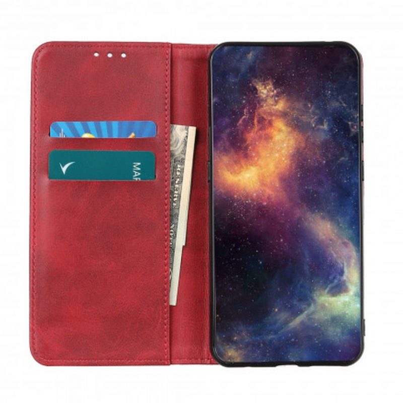 Folio Cover OnePlus 9 Custodia in pelle Crosta Di Pelle Sobria