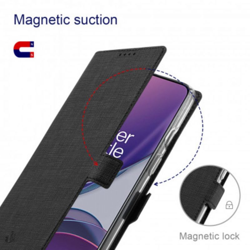 Folio Cover OnePlus 9 Custodia in pelle Vili Dmx Testurizzato