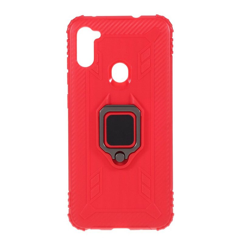 Cover Samsung Galaxy M11 Anello E Fibra Di Carbonio