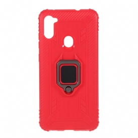 Cover Samsung Galaxy M11 Anello E Fibra Di Carbonio