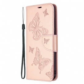 Custodia in pelle Samsung Galaxy M11 Farfalle In Volo Con Cordino
