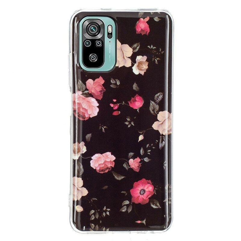 Cover Poco M5s Fiori Liberty Fluorescenti